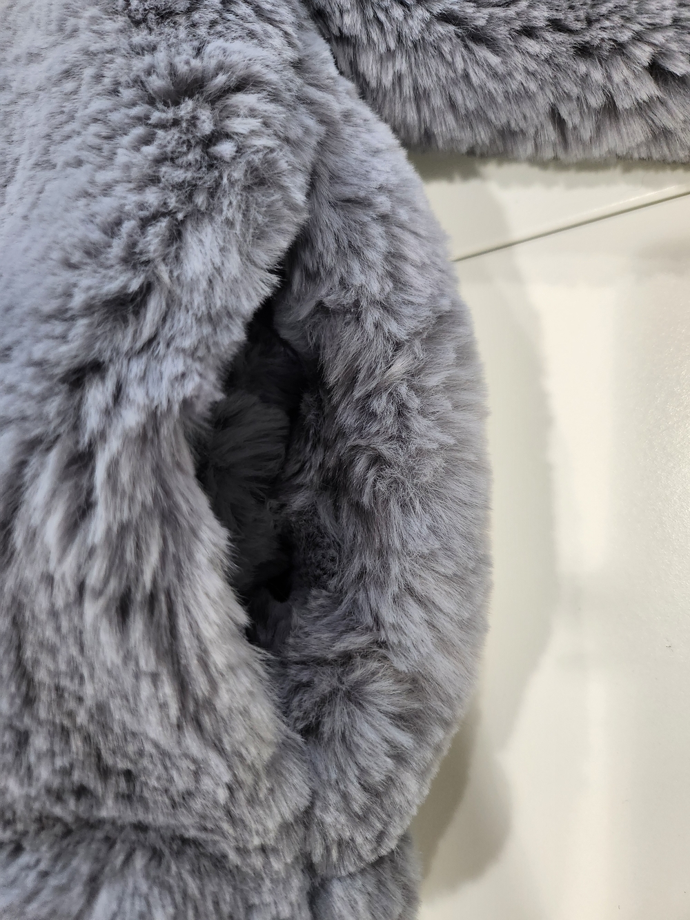 Anthropologie Elevenses Blue Gray Faux Fur Zip Up Teddy Jacket Plush Medium - Picture 6 of 14
